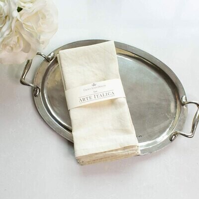 Crown Washed Linen Napkin Set Cream NS100