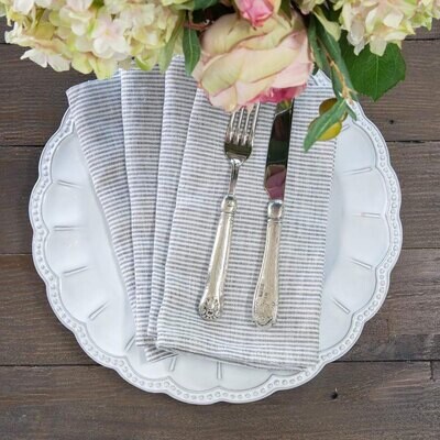 Crown Washed Linen Napkin Set Grey NS750