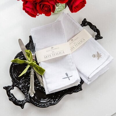 Crown Embroidered Washed Linen Napkin Set NS102
