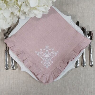Crown Victorian Large Napkin with Ruffle Dusty Pink Set of 8 NLG885