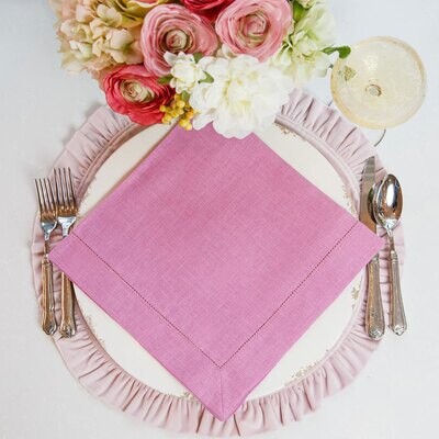 Crown Hemstitch Large Napkin Rose Pink Set of 8 NLG801