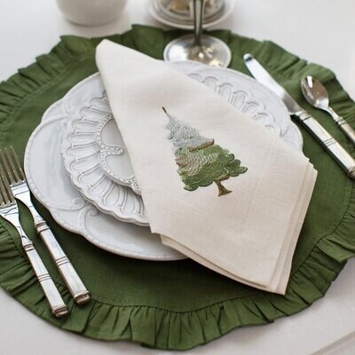 Crown Snowy Pine Large Linen Napkin Cream Set of 8 NLG625