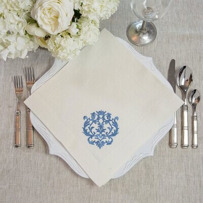 Crown Damask Large Napkin Blue Set of 8 NLG610