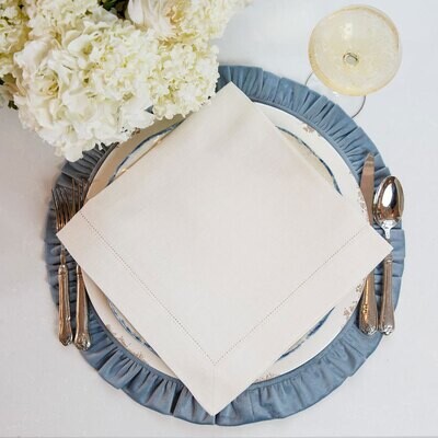 Crown Hemstitch Large Napkin Cream Set of 8 NLG602