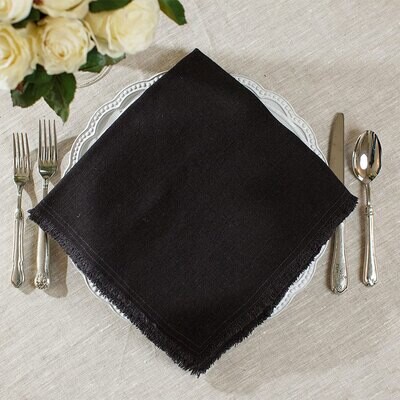Crown Provence Napkin with Fringe Black Set of 8 NLG593