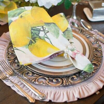 Crown Watercolor Lemon Linen Napkin Set of 8 NLG455