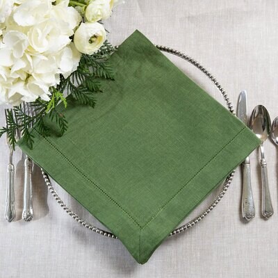 Crown Hemstitch Large Napkin Evergreen Set of 8 NLG301