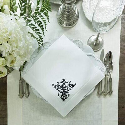 Crown Victorian Large Napkin Black Set of 8 NLG187