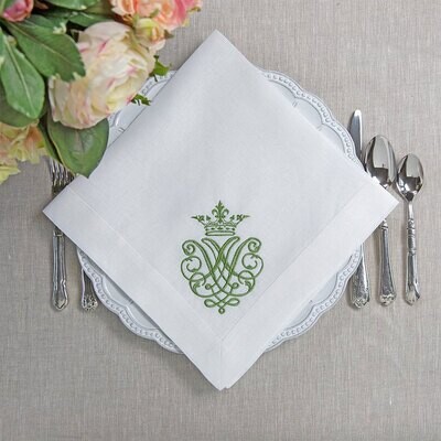 Crown Crest Large Napkin Green Set of 8 NLG132