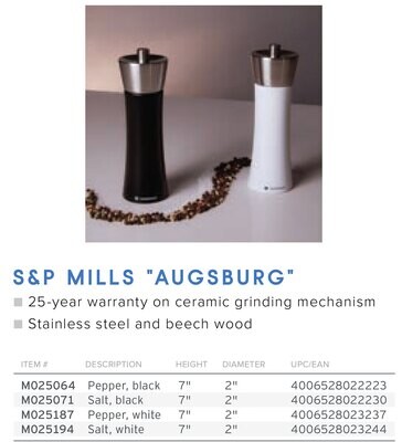 Frieling Augsburg Salt Mill Stainless And Beechwood 2&quot; x 7&quot; M025071