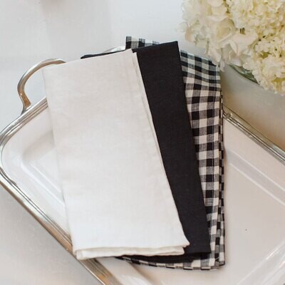 Crown Washed Towel Set Black Check Set of 4 TS500