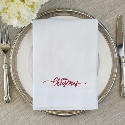 Crown Merry Christmas Tri-Fold Napkin Red White Set of 8 FT1066