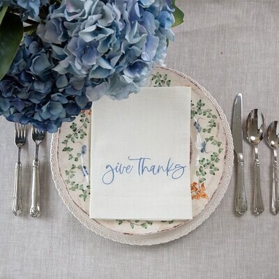 Crown Give Thanks Tri-Fold Napkin Cream Set of 8 FT881