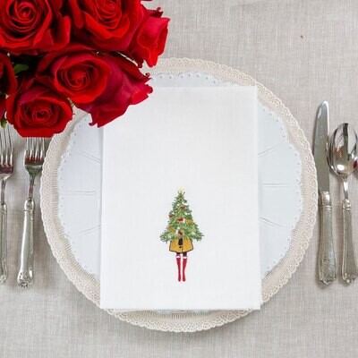 Crown Holiday Girl Linen Tri-Fold Napkin Set of 8 FT1023