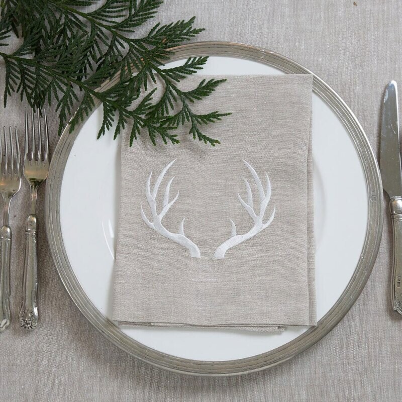 Crown Linen Designs Antler Linen TriFold Napkin White FT254 HomeBello