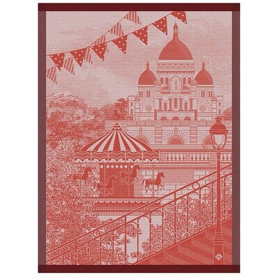 Le Jacquard Francais Tea Towel Promenade Parisienne Red 100% Cotton 24 x 31 Inch 28152 Set of 4, MP…