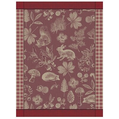 Le Jacquard Francais Teatowel Dans Les Bois Tableau Red 100% Cotton 24 x 31 Inch 28119 Set of 4, MP…