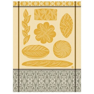 Le Jacquard Francais Tea Towel Ronde Des Pains Yellow 100% Cotton 24 x 31 Inch 27518 Set of 4, MPN:…