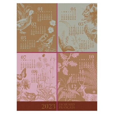 Le Jacquard Francais Tea Towel Calendrier 2023 Pink 100% Cotton 24 x 31 Inch 27632 Set of 4, MPN: 2…