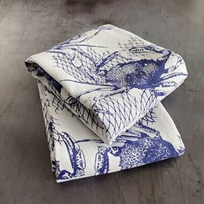Caskata Crabs Nets Blue Kitchen Towels Set of 2 Blue KT-071, MPN: KT-071, 817325017817
