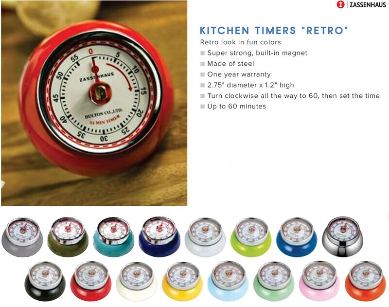 Frieling Retro Kitchen Timer Chrome 2.75" x 1.25" M072303