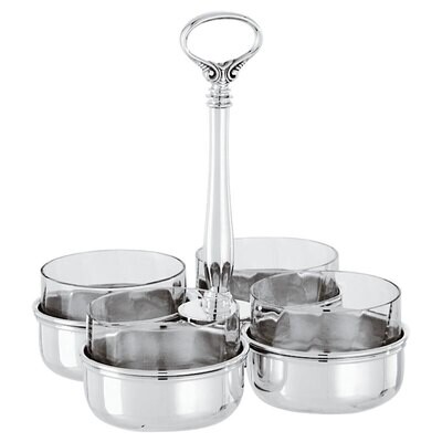 Sambonet Contour Relish Dish4 Comp. With Crystal 53090-04, MPN: 53090-04,