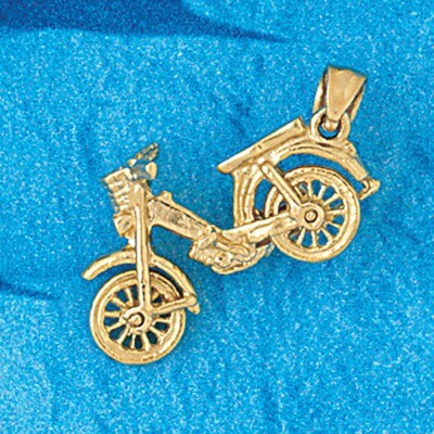 Dazzlers Jewelry Motorcycle Pendant Necklace Charm Bracelet in Yellow, White or Rose Gold 3642, MPN…