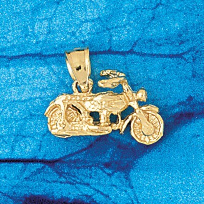 Dazzlers Jewelry Motorcycle Pendant Necklace Charm Bracelet in Yellow, White or Rose Gold 3641, MPN…