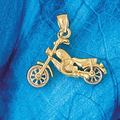 Dazzlers Jewelry Motorcycle Pendant Necklace Charm Bracelet in Yellow, White or Rose Gold 3636, MPN…