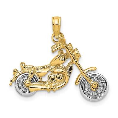 3-D Moveable Motorcycle Charm 14k Gold Rhodium K9164, MPN: K9164, 637218062249