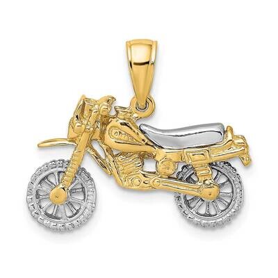 3-D Dirt Bike Motorcycle Charm 14k Gold Rhodium K9163, MPN: K9163, 637218062232