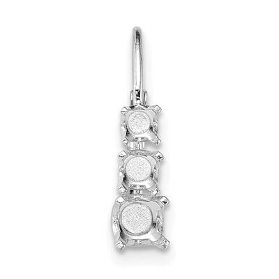 3-Stone .37ct. Medium Leverback Earring Mounting 14k White Gold WG409, MPN: WG409,