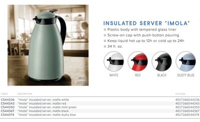 Frieling Imola Insulated Server Glass Liner Red 34 Fl. Oz. C544343