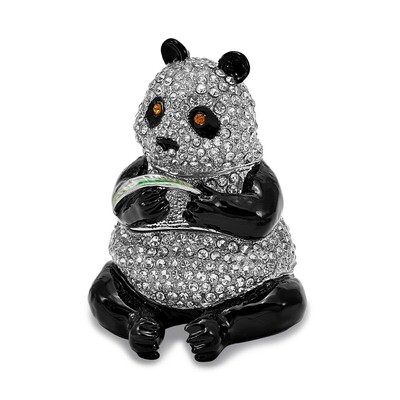 Panda with Leaf Trinket Box Enamel on Pewter by Jere, MPN: BJ2123, 191101036835