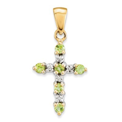 Peridot &amp; Diamond Cross Pendant 14k Gold XP3387PE/A, MPN: XP3387PE/A, 886774130835