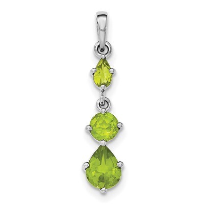 Peridot Pendant Sterling Silver Rhodium-plated QP4542PE, MPN: QP4542PE,