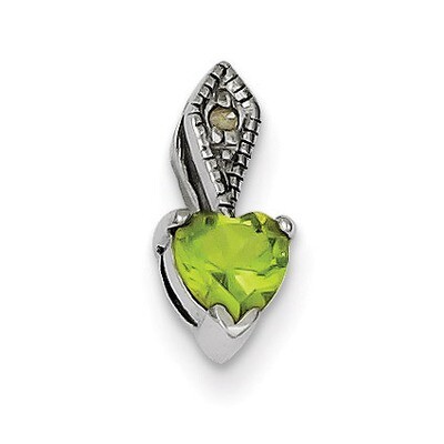 Peridot Heart Pendant Diamond Sterling Silver QP1012, MPN: QP1012, 191101279348