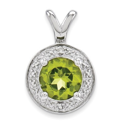 August Peridot Pendant Sterling Silver Diamond QBPD11AUG, MPN: QBPD11AUG, 883957495354
