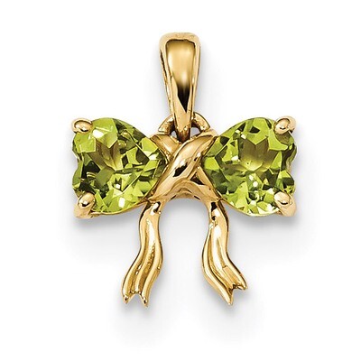 Peridot Bow Pendant 14k Gold Polished XBS543, MPN: XBS543, 883957816401