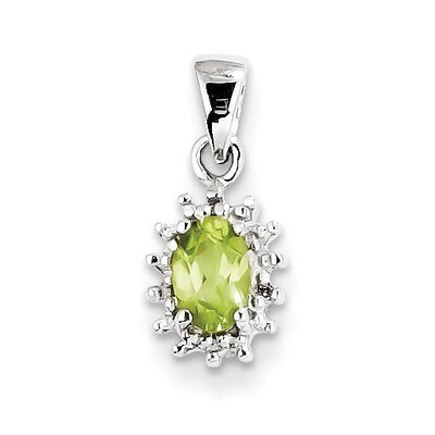 Peridot &amp; Diamond Pendant Sterling Silver Rhodium QDX839, MPN: QDX839, 883957496337