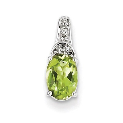 Peridot Oval Pendant Diamond Sterling Silver QP3049PE, MPN: QP3049PE, 883957401843