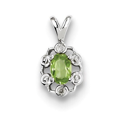 Peridot &amp; Diamond August Pendant Sterling Silver QBPD22AUG, MPN: QBPD22AUG, 883957457789