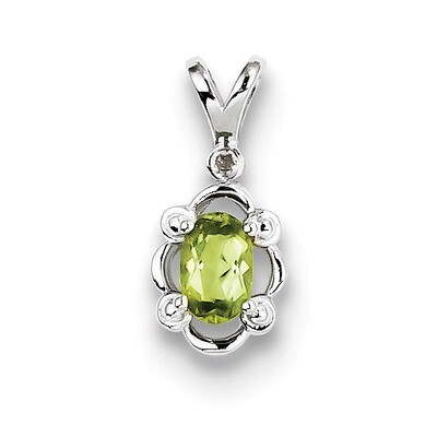 Peridot &amp; Diamond August Pendant Sterling Silver QBPD21AUG, MPN: QBPD21AUG, 883957495392
