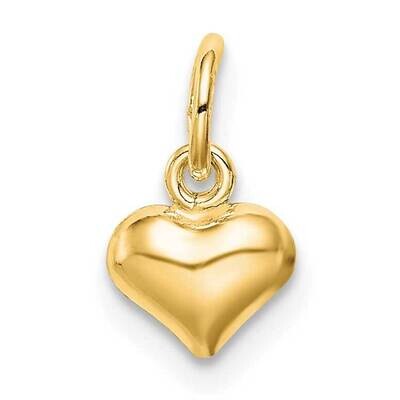 Polished Puff Heart Charm Sterling Silver Gold-Tone QC8465GP, MPN: QC8465GP, 191101769238
