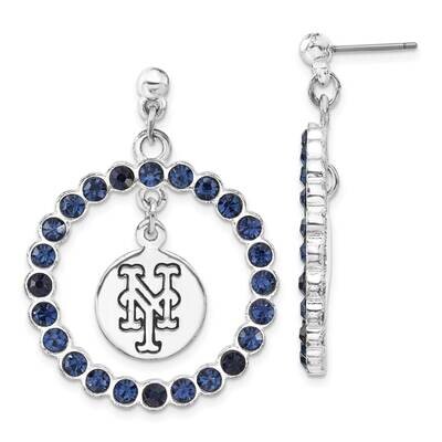 MLB New York Mets Crystal Wreath Earrings Silver-tone MET067ER-CR, MPN: MET067ER-CR, 634401946171