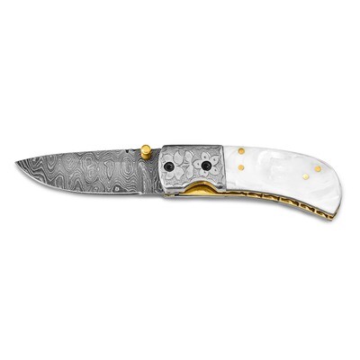 Mother of Pearl Handle Knife Damascus Steel 256 Layer Folding Blade by Jere, MPN: KN1413, 191101910…