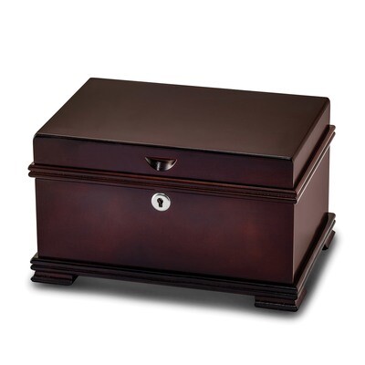 Matte Cherry Finish Bubinga Veneer with Tray Jewelry Chest by Jere, MPN: JJB853, 196904088562
