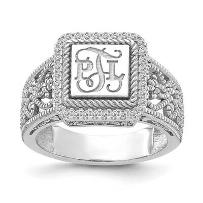 Filigree Ring with Diamonds with Optional Epoxy Top 14k White Gold XNR83WAA, MPN: XNR83WAA,