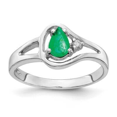 6x4mm Pear Emerald AA Diamond Ring 14k White Gold Y2071E/AA, MPN: Y2071E/AA, 191101548246