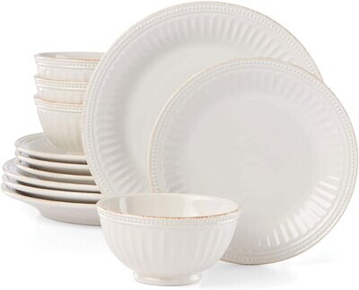 Lenox French Perle Groove 12-Piece Dinnerware Set White 870010, MPN: 870010,